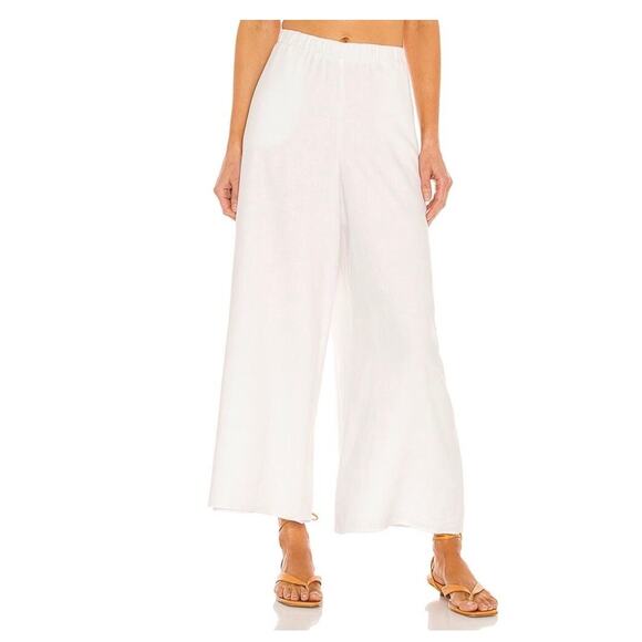 Show Me Your MuMu Pants - Show Me Your Mumu White KickBack Linen Wide Leg Pants Women’s Medium